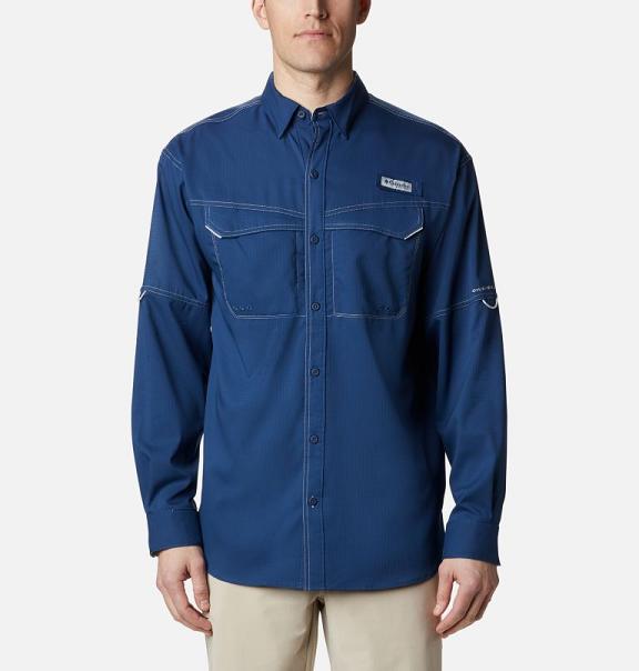 Columbia PFG Low Drag Offshore Shirts Blue For Men's NZ69410 New Zealand